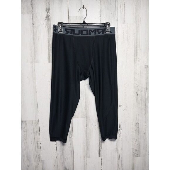 Under Armour Mens Black Cropped Compression Pants Size Large - Picture 1 of 6
